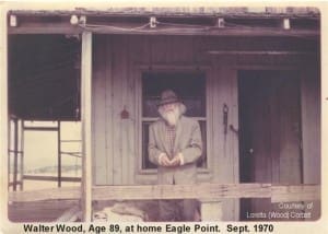 Walter Wood on the porch of the Wood House. Photo taken in 1970